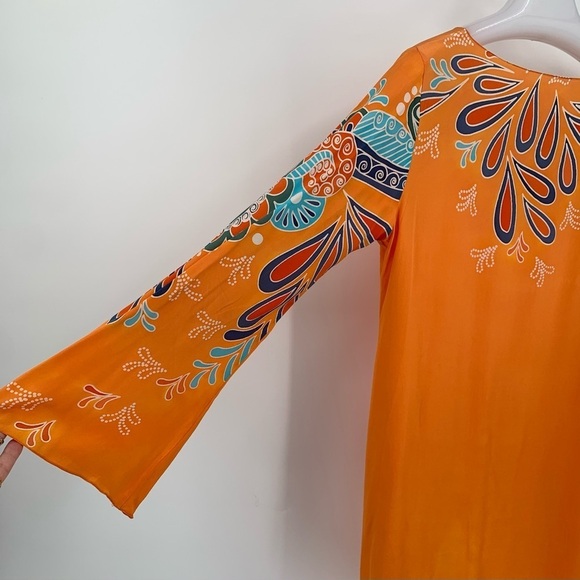 Noor Arfa Malasia Batik 100% Silk Bell Sleeve Tunic Top‎ Festival Boho - Picture 8 of 10